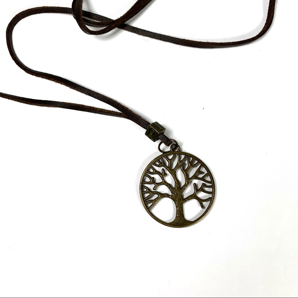 (3/$9) Leather necklace with tree of life pendant